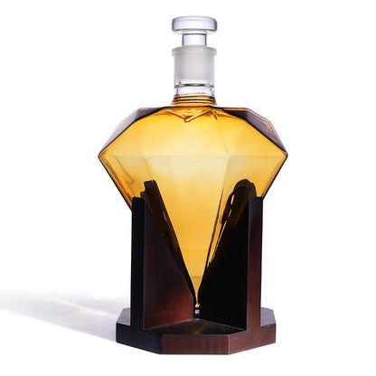 850 ml Diamant Weinglas Flasche Wein Set Anzug mit Holzsockel Whisky Dekanter Originalität für Bar Home Ornament Geschenk