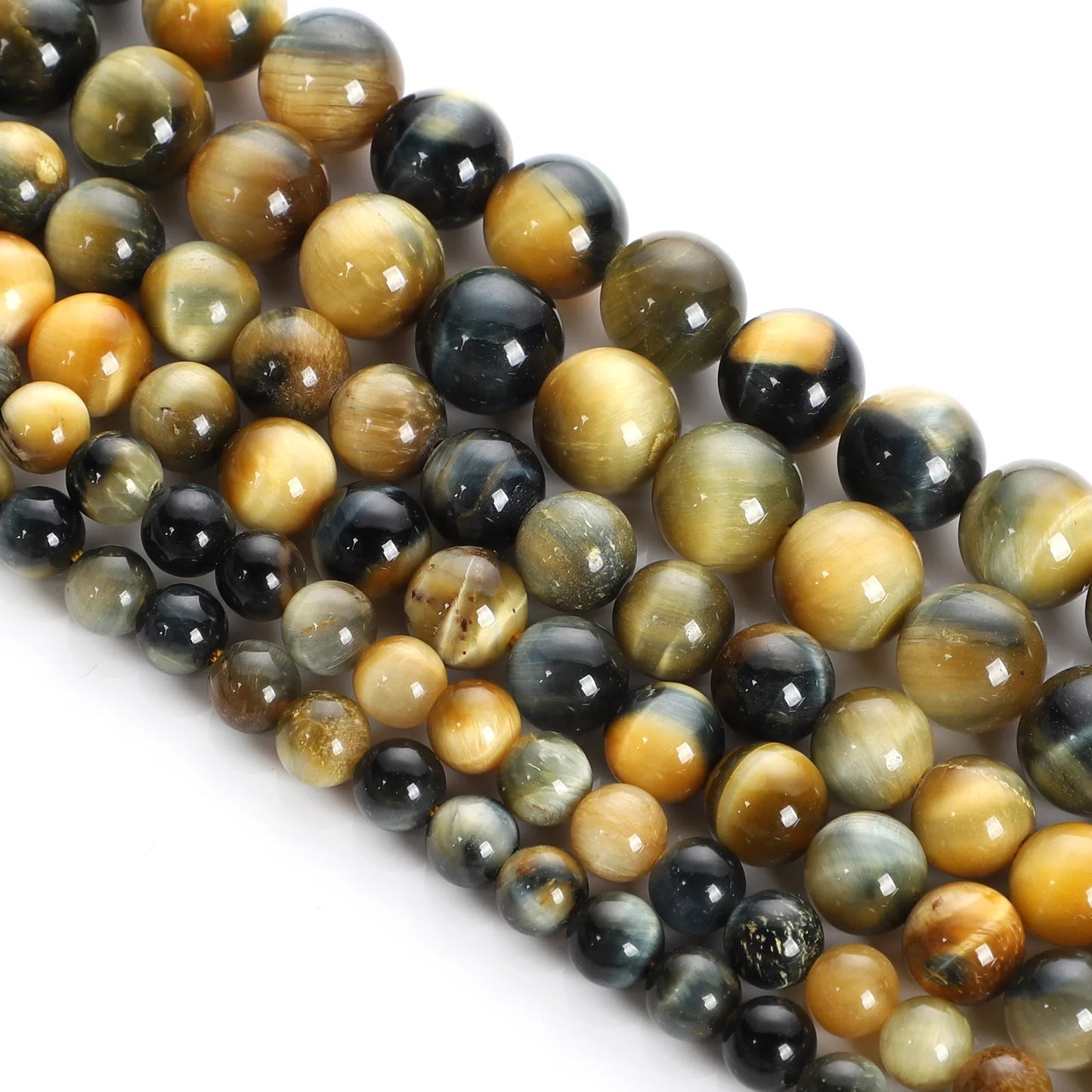 Natursteinperlen, mehrfarbig, Tigerauge, lose Distanzperlen für die Herstellung von Armbändern, Schmuck, DIY-Zubehör, Auswahlgröße 4/6/8/10/12 mm