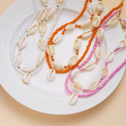 Doppelschicht Strand Muschel Halsband Halsketten Böhmische Natürliche Shell Kurzen Kragen Für Frauen Seil Kette Halsband Zubehör