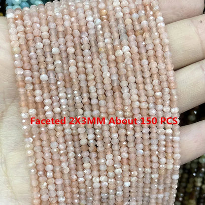 Natürliche Sonnenstein Edelsteine Unregelmäßige Facettierte Rondelle Runde Lose Spacer Perlen Für Schmuck Machen DIY Armband Halskette Zubehör