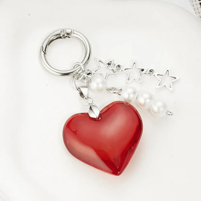 Schlüsselanhänger Y2K Rotes Herzförmiges Perlen-Valentinstaggeschenk Neues Design Geldbörsen-Charm Auto Goth Vintage Niedlicher Schlüsselanhänger Accessoire