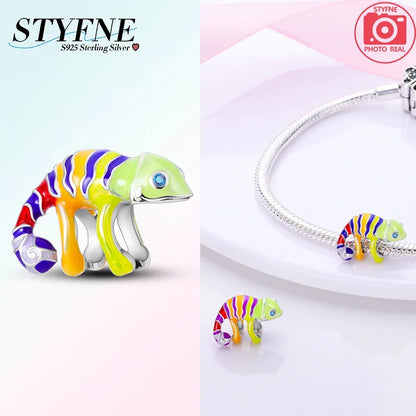 Charms aus 925er-Sterlingsilber, Chamäleon, leuchtende Glühwürmchen-Schmetterlings-Charms, Perlen, passend für 925 Original-Armbänder, feine DIY-Schmuckherstellung