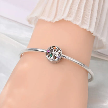 Wunderschöner Charm-Anhänger aus 925er-Sterlingsilber mit grünem Baum des Lebens, passend für DIY-Armband-Halskette. Ein Geschenk der Erlösung, das den Weg führt