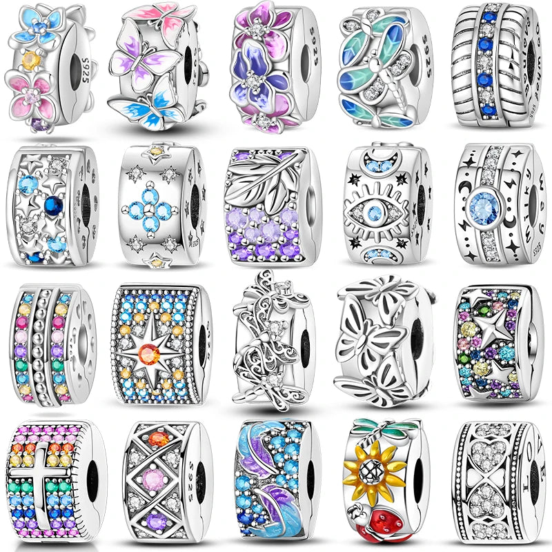Charms aus 925er Silber, Schmetterling, Libelle, Blumen, Sterne, Mond, Teufelsauge, Abstandsperlen, passend für Qikaola 925 Original-Armbänder, DIY-Schmuck