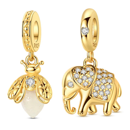 Goldfarbene Charms aus 925er Sterlingsilber, original goldene Sicherheitskette, runder Abstandshalter-Clip-Charm, DIY-Schmuck für Damen, Armband, Geschenk