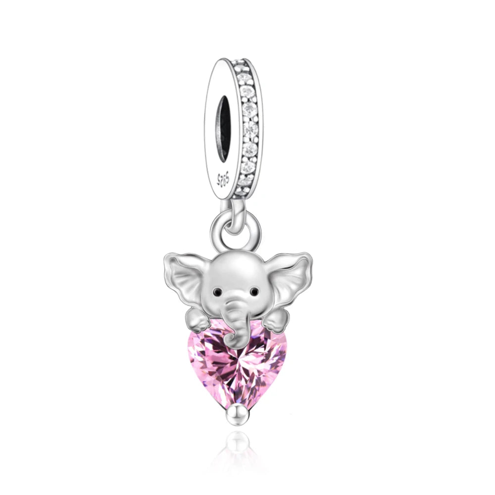 Tier-Serie, 925er-Sterlingsilber, Qualle, Pfau, Schildkröte, Kaninchen, Frosch, Charm, passend für DIY-Armbänder, Halsketten, Geschenke für Kinder