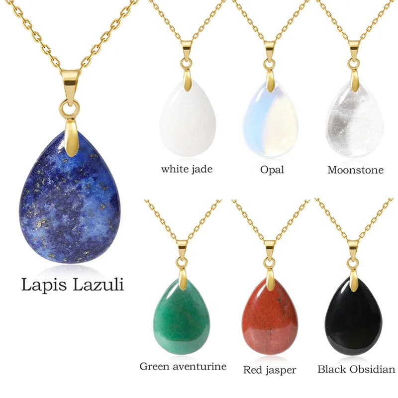 Naturstein Kristall Anhänger Teardrop Mode Halskette für DIY Halskette Ohrringe machen Schmuck Weihnachten Freundschaft Geschenk