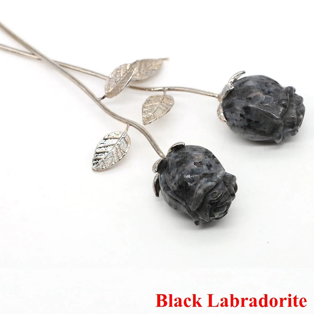 Kristall geschnitzte Rose Blume Naturstein Amethyst Quarz Edelstein Handwerk Party Home Dekoration Valentinstag Hochzeit Gast Geschenke