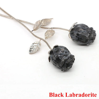 Kristall geschnitzte Rose Blume Naturstein Amethyst Quarz Edelstein Handwerk Party Home Dekoration Valentinstag Hochzeit Gast Geschenke