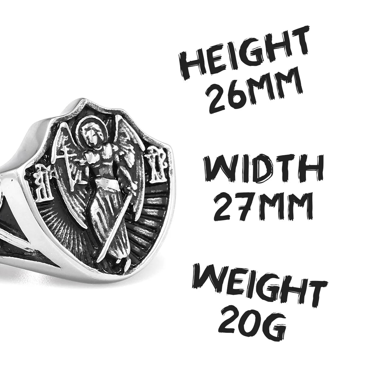 Erzengel St. Michael Religion Amulett Edelstahl Herren Ringe Punk für männlichen Freund Biker Schmuck Kreativität Geschenk Großhandel