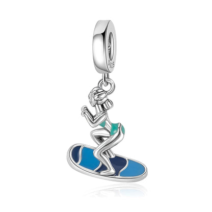 Blaue Serie 925 Sterling Silber Globus Schneeflocke Tanzschuhe Krone Charm Passend für DIY Armband Halskette Elegante Partygeschenke