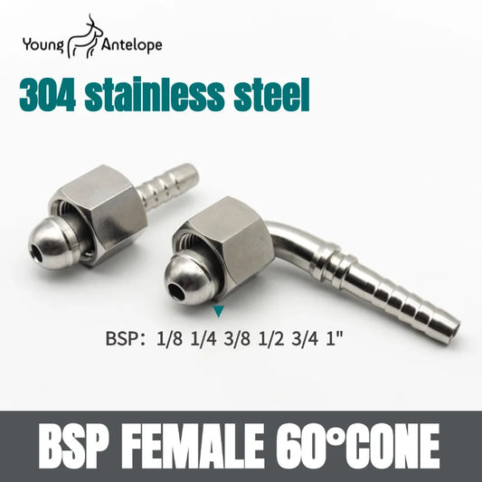 Hochdruckschlauch aus Edelstahl 304, Crimpverbindung, gerader/90-Grad-Winkel, Innengewinde, Zoll-Bierschlauchverbindung, Hydraulikschlauch