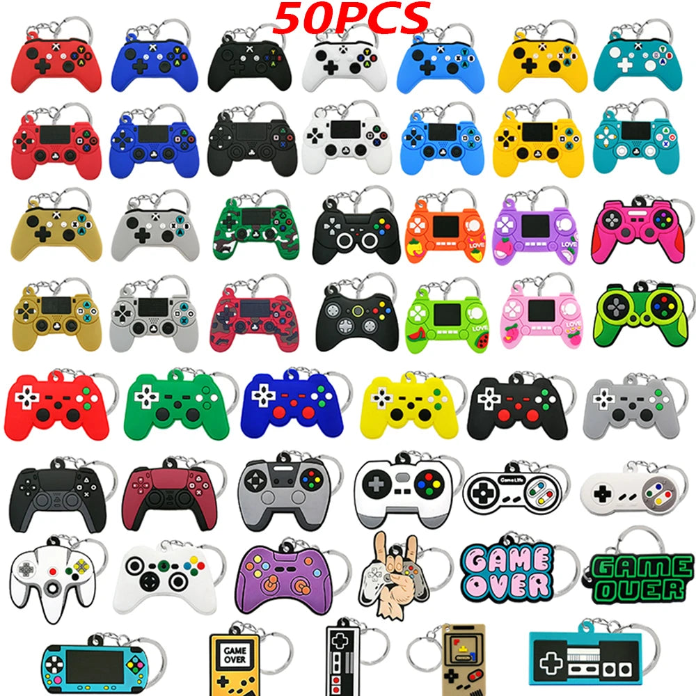 50PCS Schlüsselbund für Jungen Männer Gamepad Schlüsselring Joystick Game Controller Schlüssel Zubehör fit Handtasche Schlüssel Anhänger Freunde Schlüssel geschenke