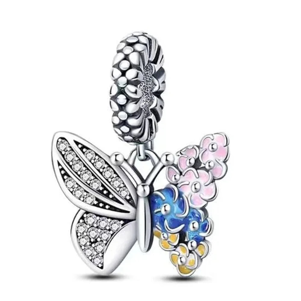 2025 Neu in Original 925 Sterling Silber Bunte Exquisite Schmetterling Serie Charm Fit Armband Halskette DIY Frauen Schmuck Geschenk