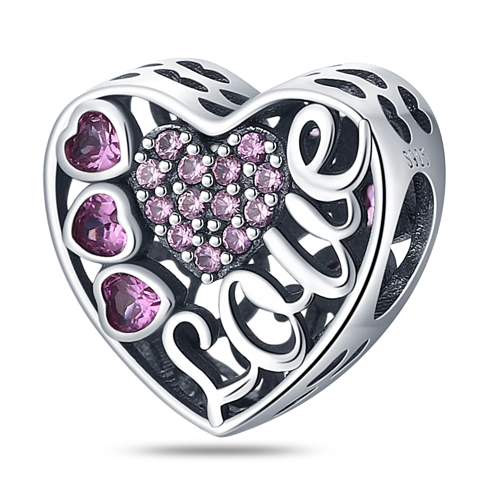 Fit 925 Original Armband 100 % 925 Sterling Silber Glänzende Bunte Zirkon Herz Charms Perlen Exquisite DIY Schmuck Geschenk