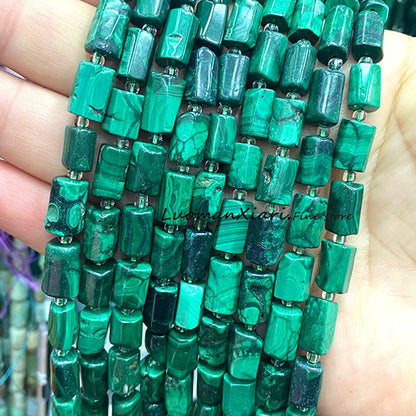 8x12mm Naturstein Grüner Malachit Unregelmäßiger Zylinder Lose Distanzperlen für Schmuckherstellung Diy Armband Charms Zubehör