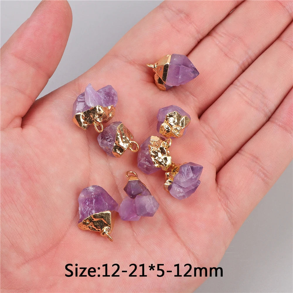 5 stücke Natürlichen Rauhen Stein Anhänger Unregelmäßige Form Healing Amethysten Labradorit Agat Quarz Anhänger Für DIY Handgemachte Halskette