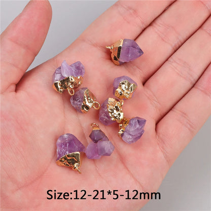 5 stücke Natürlichen Rauhen Stein Anhänger Unregelmäßige Form Healing Amethysten Labradorit Agat Quarz Anhänger Für DIY Handgemachte Halskette