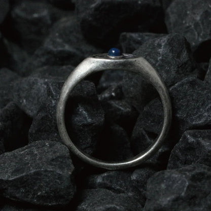 Silber Lapislazuli Vintage einfache ethnische Stil Pferde auge spitze blaue Ringe Unisex-Version für Trend Party Bankett Schmuck Geschenk