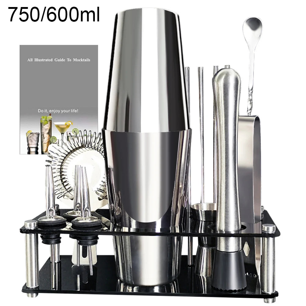 13-22 Stück 750ml 600ml Boston Cocktail Shaker Bar Werkzeuge Wein mixer Set Barkeeper Cocktail Shaker Werkzeugs atz mit Halter