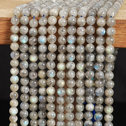 Natürliche graue Labradorit-Perlen, 6 mm, rund, glatt, lose Perlen für DIY-Schmuck, Heilsteine, handgefertigtes Armbandherstellungsmaterial