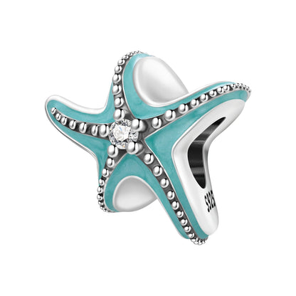 Ocean Series 925er Sterlingsilber, Wal, Schildkröte, kleiner Fisch, Qualle, Delfin, blauer Charm, passend für DIY-Armband, Halskette, Party-Schmuck