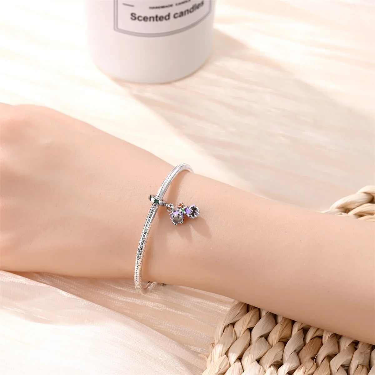 Lila Serie 925 Sterling Silber Maiglöckchen Rose Meerjungfrau Hexenhut Charm Passend für DIY Armband Halskette Charmante Geschenke