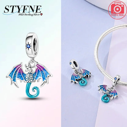 Charms der Drachen-Serie, 925er Silber, Flugsaurier, Tyrannosaurus, Chamäleon-Charm-Anhänger, passend für Original-Armbänder, DIY-Schmuckherstellung