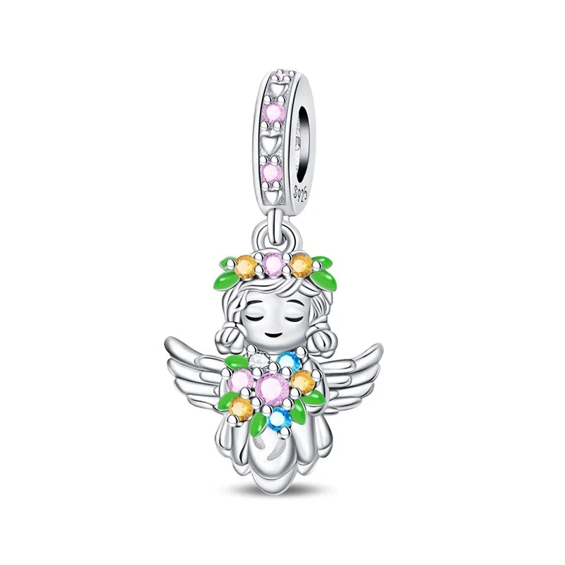 Charakter-Serie, 925er-Sterlingsilber, modisches Mädchen-Paar, Hochzeits-Charms, passend für DIY-Armbänder, Halsketten, exquisite Geschenk-Paarung