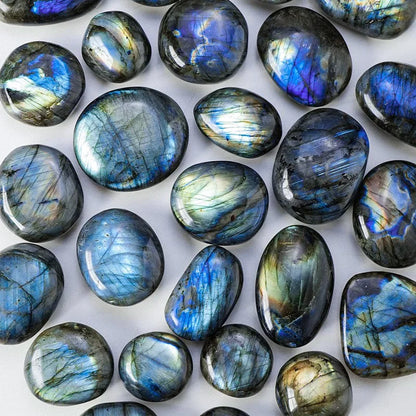 Labradorit-Spielzeug, blauer Mondstein, Kristall, rauer Stein, Mineralprobe, Naturstein, Heimdekoration, Ornament