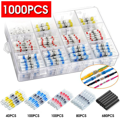 50-1000Pcs Solder Dichtung Draht Anschlüsse Schrumpf Solder Butt Isolierte Anschlüsse Solder Connector Kit Automotive Marine
