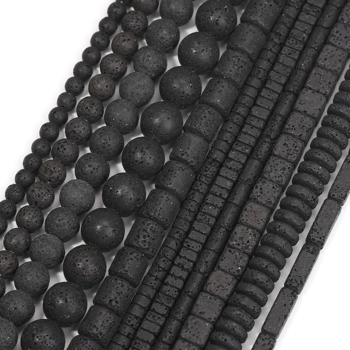 Piedras volcánicas natürliche schwarze Lava zylindrische quadratische Abacus-Steinperlen für Schmuckherstellung, DIY-Schmuck, Armbänder, handgefertigt