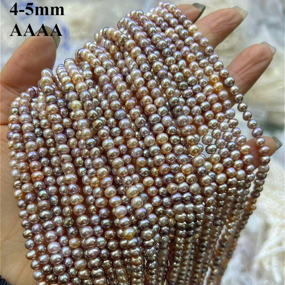 4-5mm 4A Natürliche Süßwasser Lila Runde Perlen Feines Geschenk Damen Premium Perlen Schmuck Machen DIY Halskette armband Zubehör