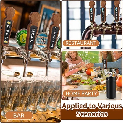 2 Stück/Set Holz-Bierzapfhanteln, 3/8''-16 UNC Gewinde Kreidetafel-Zapfhanteln für Kegerator-Bierzapfhähne mit 3 Markierstiften