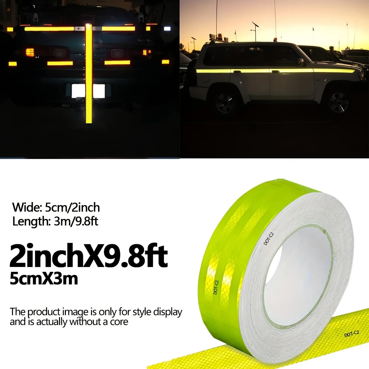 Reflektierendes Klebeband für den Außenbereich, wasserdicht, DOT-C2, lichtbeständig, fluoreszierend grün, reflektierendes Klebeband, stark klebendes Sicherheitswarnband