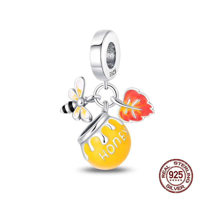 Herbst Neue 925 Sterling Silber Braun Maple Leaf Kürbis Biene Charms Bead Fit 3mm 925 Original Armbänder DIY schmuck Warmes Geschenk