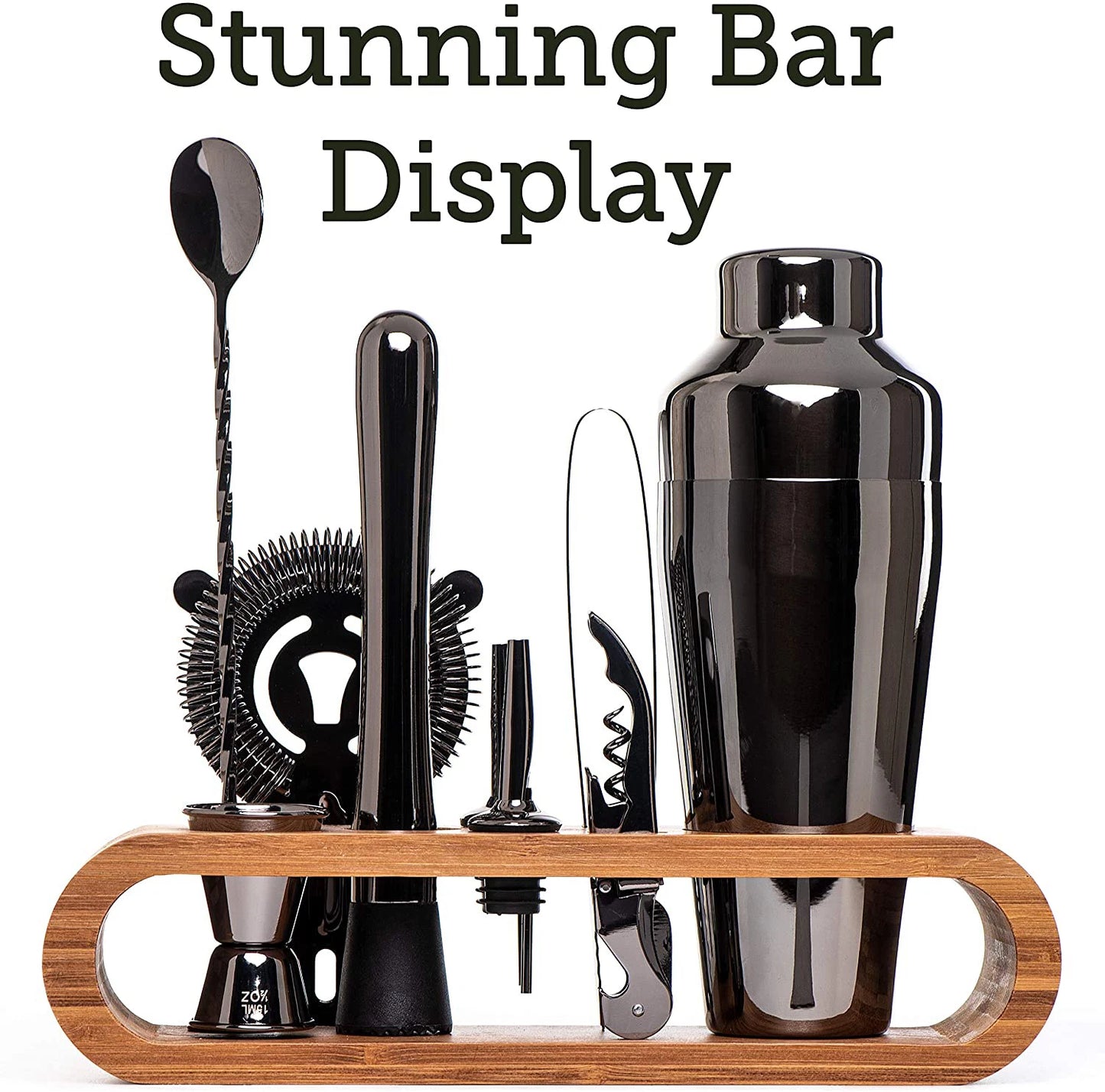 Cocktail Bar set Mixology Bartender Kit: 10-Stück Bar Werkzeug Set mit Stilvolle Bambus Stehen