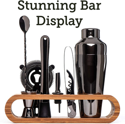 Cocktail Bar set Mixology Bartender Kit: 10-Stück Bar Werkzeug Set mit Stilvolle Bambus Stehen