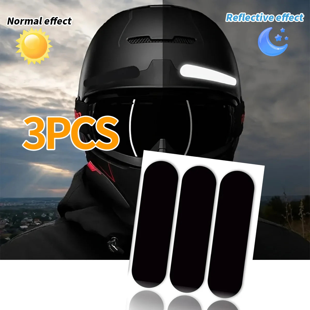 Schwarz Helm Warnung Reflektierende Aufkleber Nacht Sicherheit Fahren Zubehör Fluoreszierende Dekorative Aufkleber Fahrrad Moto Auto Aufkleber