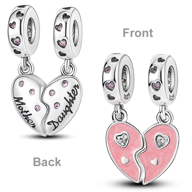 Charm-Perle aus 925er-Sterlingsilber, Mutter-Geschenk, Mutter, Liebe, glückliche Familie, baumelnd, passend für Original-Armreif, Halskette, DIY-Schmuck