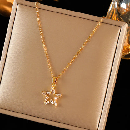 EILIECK 316L Edelstahl Metall Goldene Kette Teardrop Bling Zirkonia Halskette 18K PVD Überzogene Wasserdicht Mode Schmuck Frauen