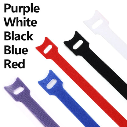 100 Stück wiederverwendbare Schlaufenbinder, Kabelbinder, 150/200/250/300 mm, Mauskabelmanagement, kein Kleber, selbstklebende Bänder, Nylon-Kabel-Organizer