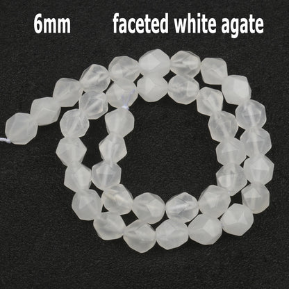 44 Arten weiße Chalcedon-Jade-Achat-Perle, Naturstein, Rondelle-Würfel, facettierte lose Perlen für Schmuckherstellung, Armbänder, Zubehör