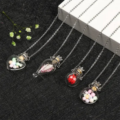 Mode Glas Parfüm Ätherisches Öl Flasche Anhänger DIY frauen Parfüm Wunsch Knochen Asche Lanugo Duft Enhancer Halskette