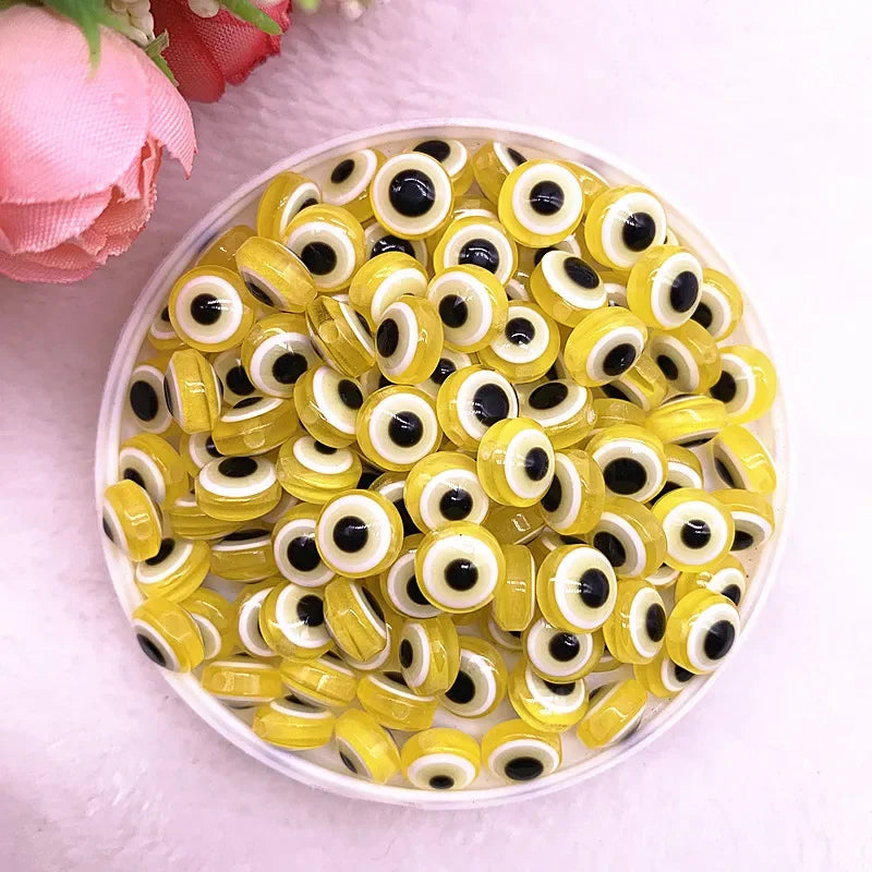 50 Stück 6/8/10 mm ovale Perlen Evil Eye Harz Spacer Perlen für Schmuckherstellung DIY Armband Perlen # 01