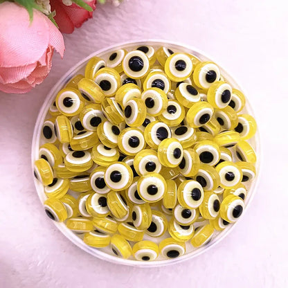 50 Stück 6/8/10 mm ovale Perlen Evil Eye Harz Spacer Perlen für Schmuckherstellung DIY Armband Perlen # 01