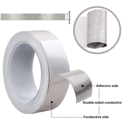 1 Stück 20 Meter doppelt leitfähiges Stoff-Gewebeband, einseitiges Klebeband für Laptop, Mobiltelefon, LCD, EMI-Abschirmung