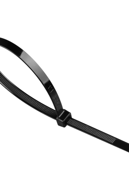 250 Stück selbstsichernder Kunststoff-Nylon-Kabelbinder, schwarz, 5 x 300 Kabelbinder, 8 x 200 mm, Befestigungsring, Kabelbinder, Reißverschluss, Wraps, Riemen, Nylon-Kabelbinder-Set