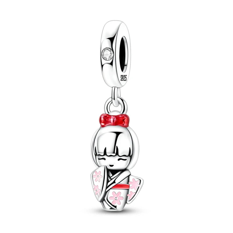 Original 925 Sterling Silber Charms Bead Japan Culture Series Sakura Anhänger passend für Original-Armband für Frauen DIY Schmuck Geschenk