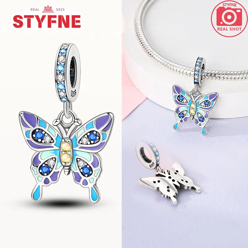Neue Silber 925 Blaue Libelle Schmetterling Charms Perlen Fit Original Armband für Frauen DIY Edlen Schmuck Zubehör Perlen Geschenke